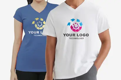 Aplus Promosyon Ürünleri Logo Baskili V Yaka Tisort