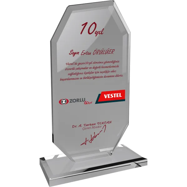 Ekt-102 şeffaf kristal plaket