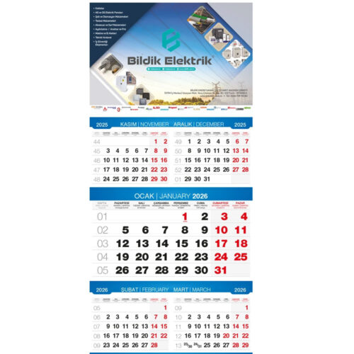 GMC-13 33 x 73 cm Beş Aylık Gemici Takvim