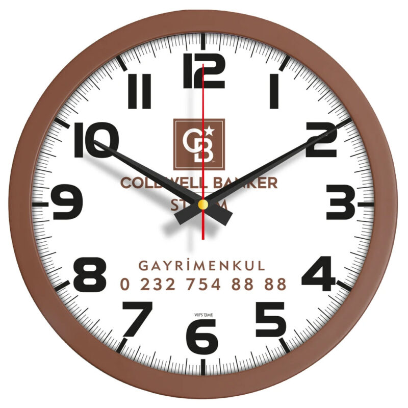 V30-333-kh ø 30 cm kahverengi plastik duvar saati
