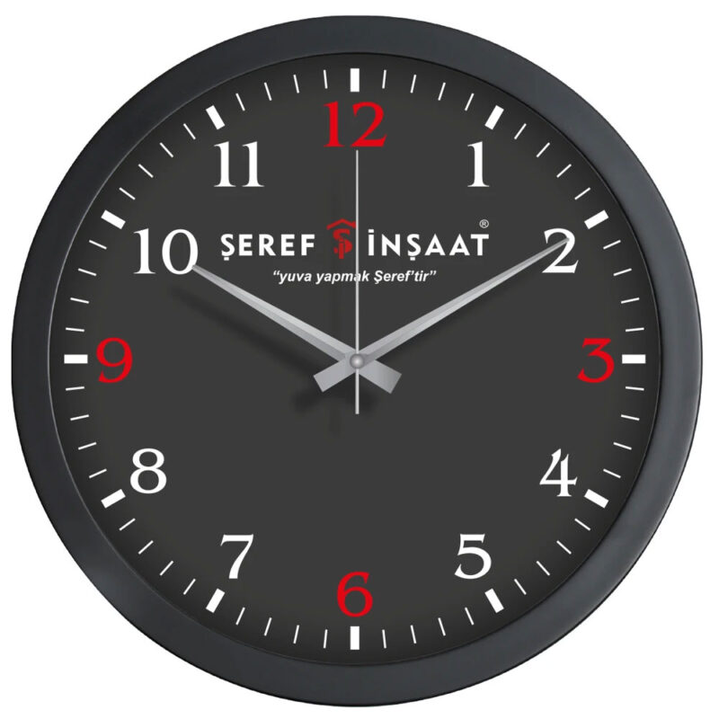 APLUS PROMOSYON ÜRÜNLERI » V30-334-s ø 35 cm siyah plastik duvar saati