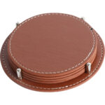 D-3825 11 x 11 cm Taba Deri Bardak Altlığı