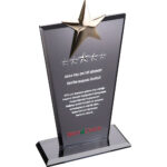 EKT-128 12 x 21 cm Füme Kristal Plaket