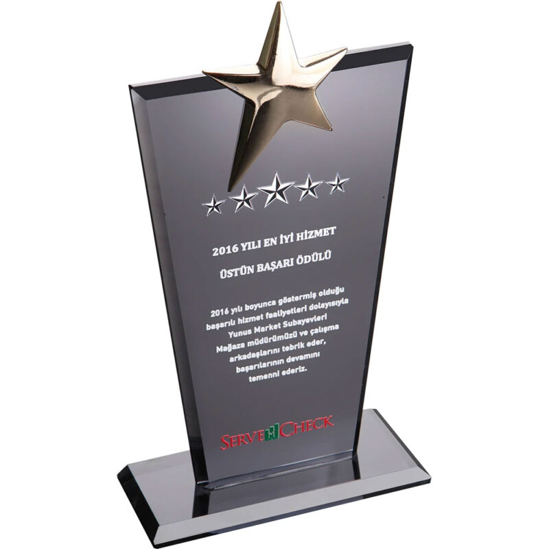 Ekt-128 12 x 21 cm füme kristal plaket