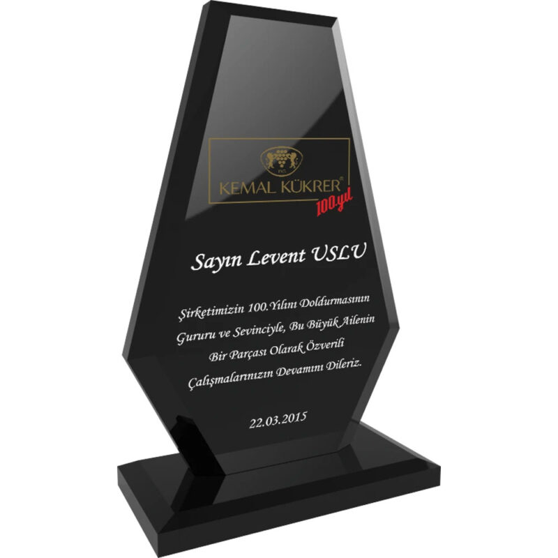 Ekt-280 12 x 21 cm füme kristal plaket