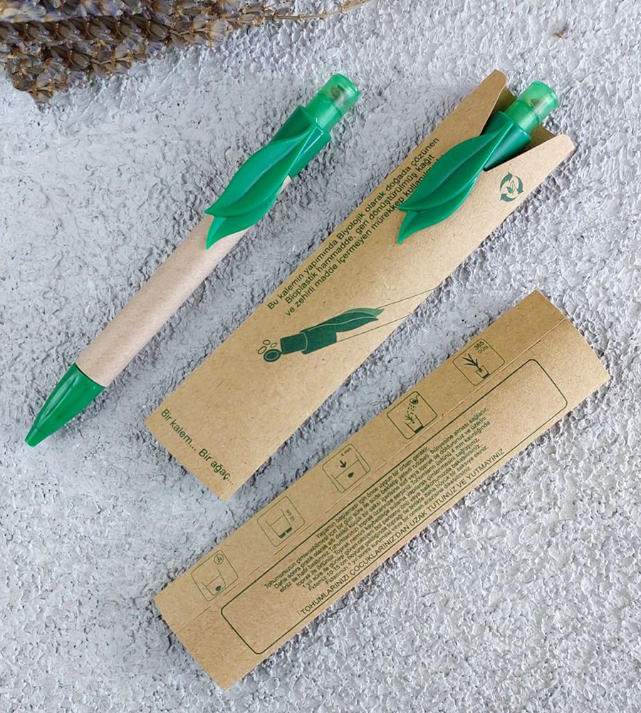 Aplus promosyon ürünleri » tohumlu yaprak klipsli tukenmez kalem