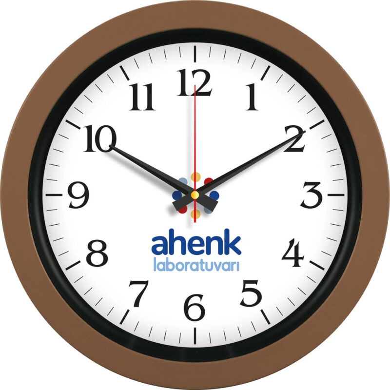 V30-346-kh ø 40 cm kahverengi plastik duvar saati