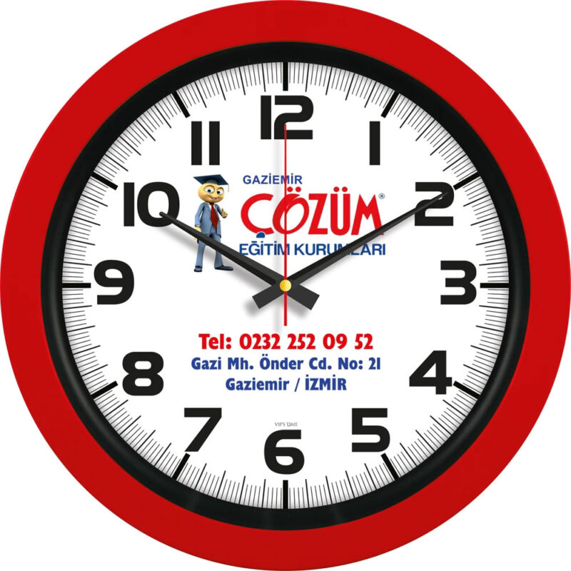 APLUS PROMOSYON ÜRÜNLERI » V30-346-k ø 40 cm kırmızı plastik duvar saati