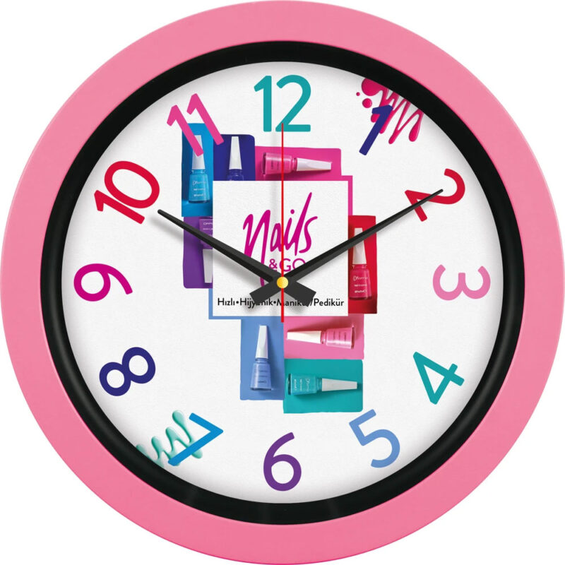 V30-346-pm ø 40 cm pembe plastik duvar saati