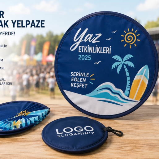 Logolu Promosyon Katlanır Yuvarlak Yelpaze